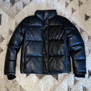 Faux leather puffer jacket